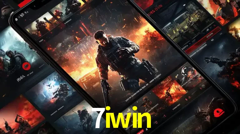 Tela de um celular exibindo uma galeria de jogos de tiro com temática militar, mostrando a variedade de e-sports disponíveis para apostas na plataforma de entretenimento 7iwin.